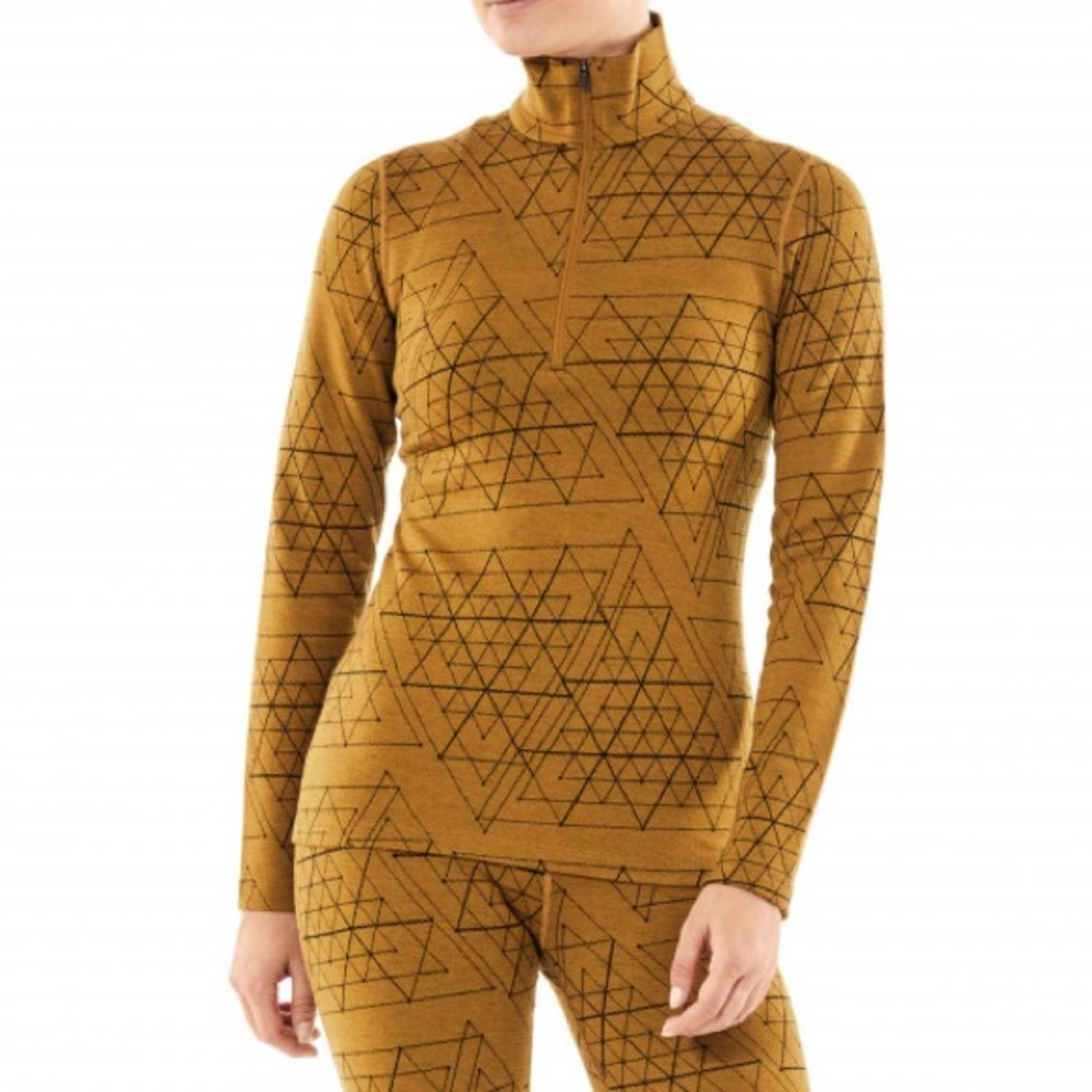 Icebreaker Merino Top - Geometric Ice Structure Gold-Brown S
